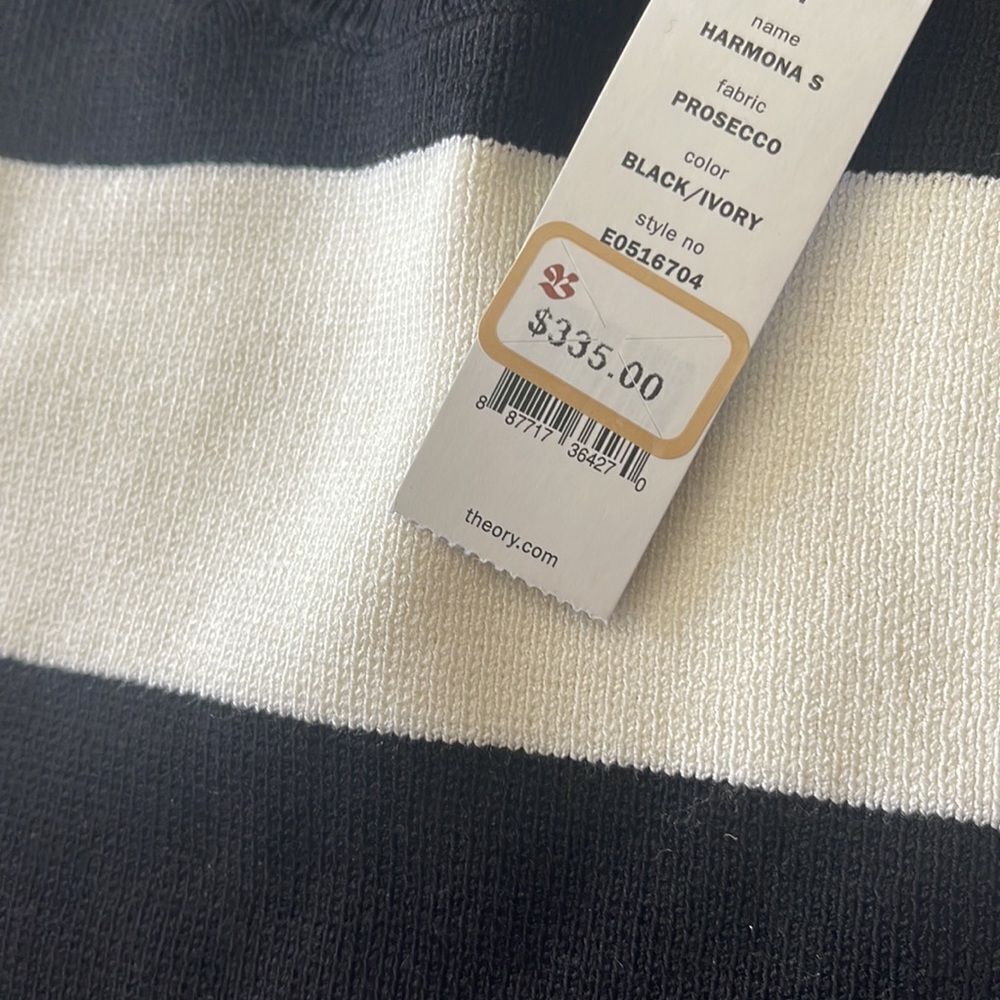 Women's Theory 'Prosecco' Crop Sweater Black/Ivory - Picture 6 of 6